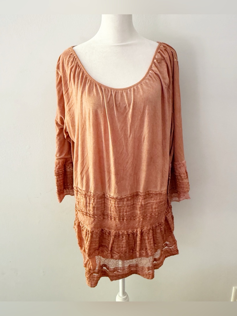Song N Spirit Women Lace Bell Sleeve Top XXL Boho Causal Comfy‎ Stretch Beachy